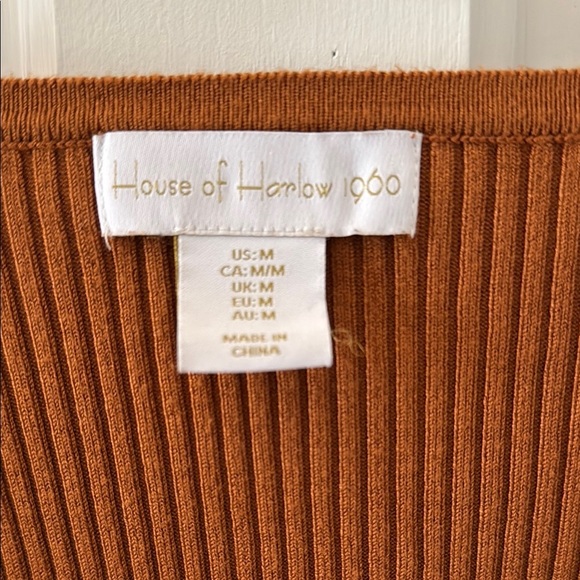 House of Harlow 1960 Burnt Orange Tie Front Sweater - Picture 2 of 4